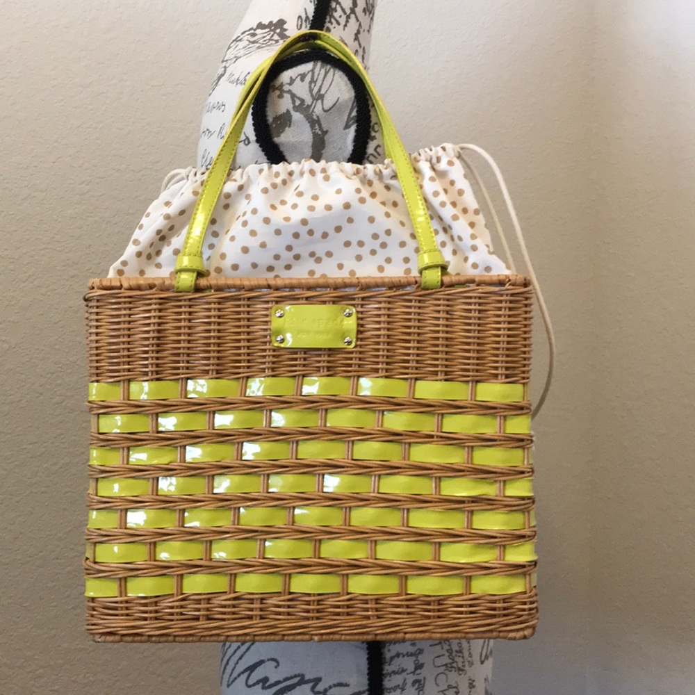 Authentic kate spade wicker drawstring purse